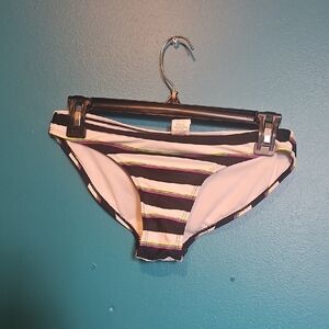 OP Women’s Striped Bikini Bottoms — Black, White, Purple, Yellow